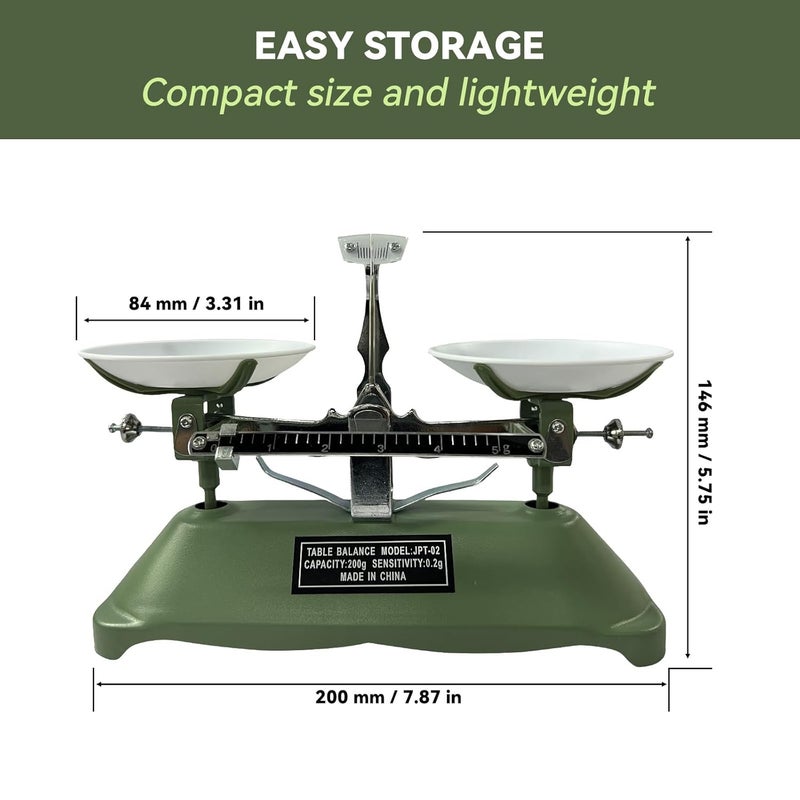 ta da 200g/0.2g Mechanical Balance Scale with Calibration Weights for Science Lab and Classroom Teaching Tool - Image 5